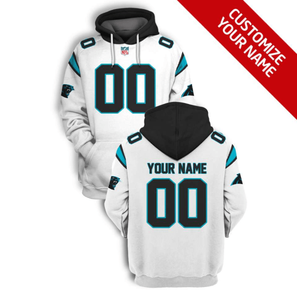 Men's Carolina Panthers Active Player Custom 2021 White Pullover Hoodie